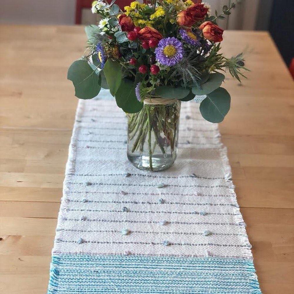 Cotton pastel table runner  /  dresser scarf